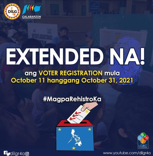 EXTENDED na ang Voter's Registration