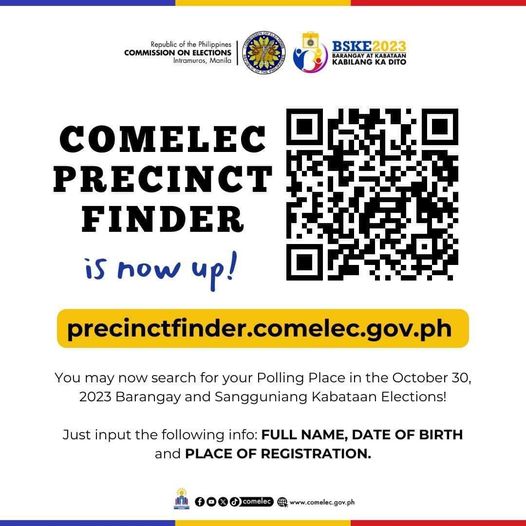 The COMELEC Precinct Finder is now back online!